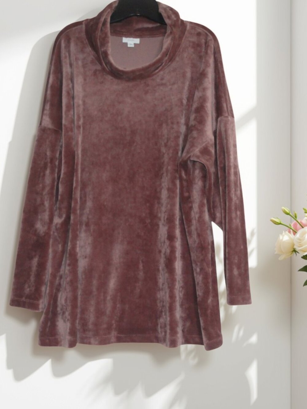 Pure Jill J. Jill 3X Plus Size Mauve Velvet Cowl Neck Tunic Top